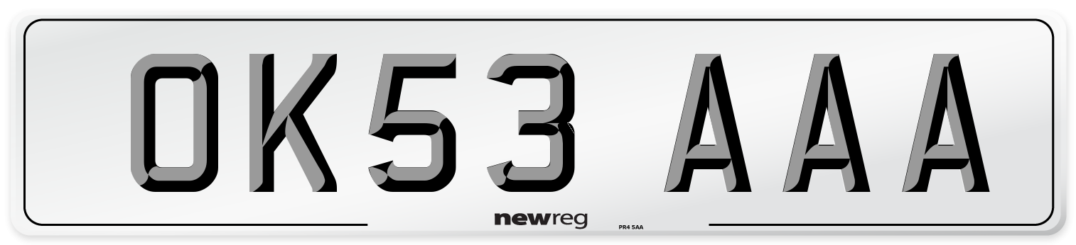 OK53 AAA Number Plate from New Reg